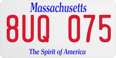 MA license plate 8UQ075