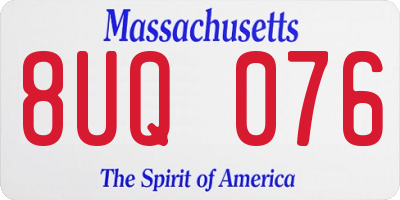 MA license plate 8UQ076
