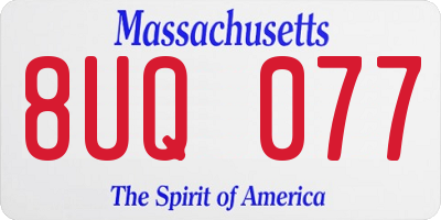 MA license plate 8UQ077