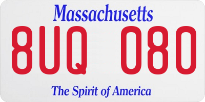 MA license plate 8UQ080