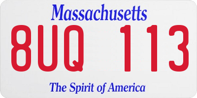 MA license plate 8UQ113