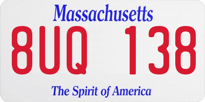 MA license plate 8UQ138