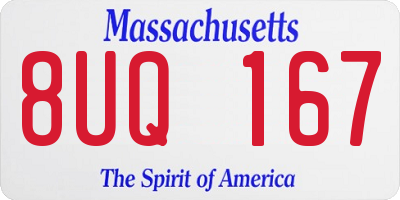 MA license plate 8UQ167