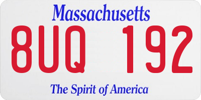 MA license plate 8UQ192
