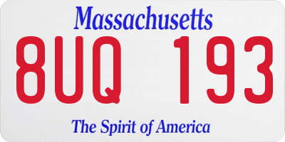 MA license plate 8UQ193