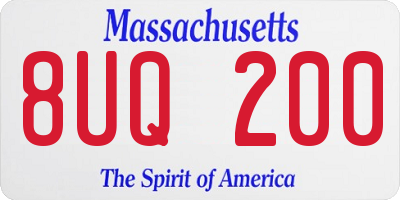MA license plate 8UQ200
