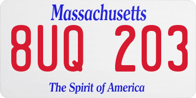 MA license plate 8UQ203