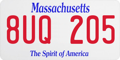 MA license plate 8UQ205