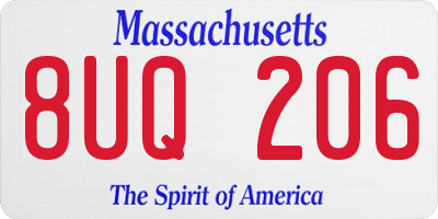 MA license plate 8UQ206