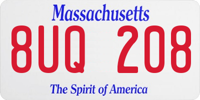 MA license plate 8UQ208