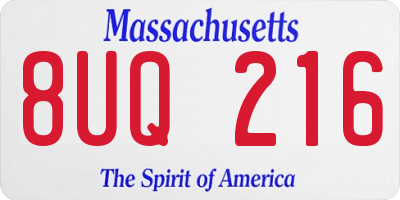 MA license plate 8UQ216