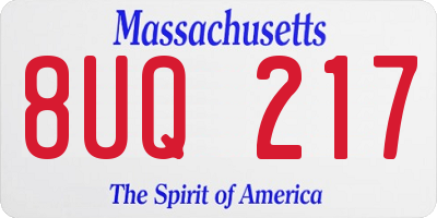 MA license plate 8UQ217
