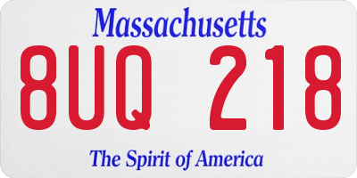 MA license plate 8UQ218