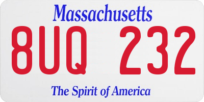 MA license plate 8UQ232