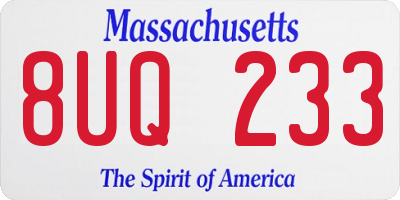 MA license plate 8UQ233