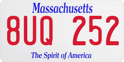 MA license plate 8UQ252