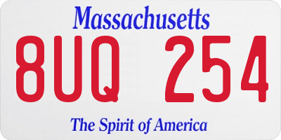 MA license plate 8UQ254