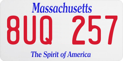 MA license plate 8UQ257