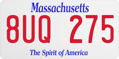 MA license plate 8UQ275