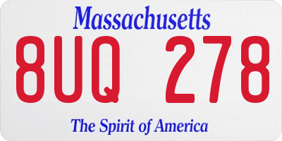 MA license plate 8UQ278