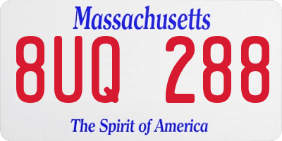 MA license plate 8UQ288