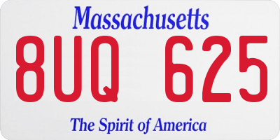 MA license plate 8UQ625