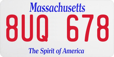 MA license plate 8UQ678