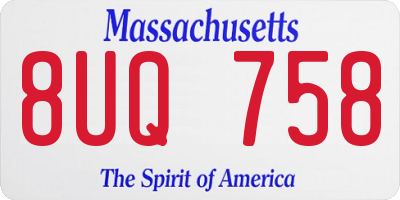 MA license plate 8UQ758