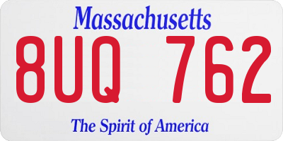MA license plate 8UQ762
