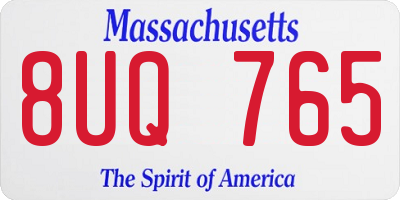 MA license plate 8UQ765