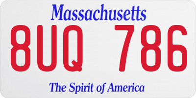 MA license plate 8UQ786