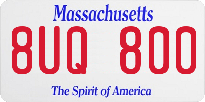MA license plate 8UQ800