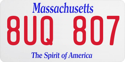 MA license plate 8UQ807