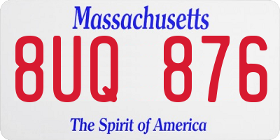 MA license plate 8UQ876