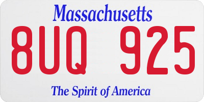 MA license plate 8UQ925