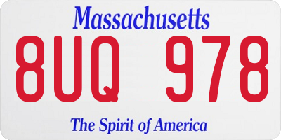 MA license plate 8UQ978