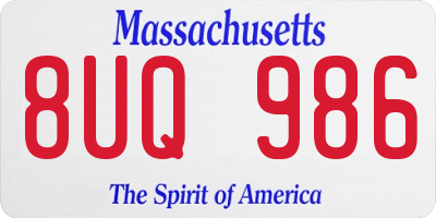 MA license plate 8UQ986