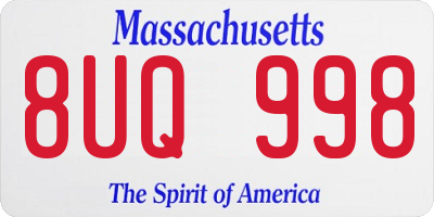 MA license plate 8UQ998