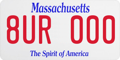 MA license plate 8UR000