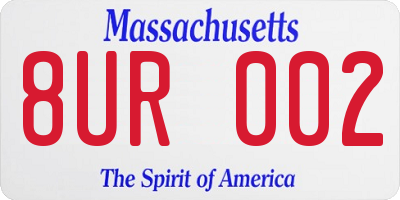 MA license plate 8UR002