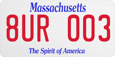 MA license plate 8UR003