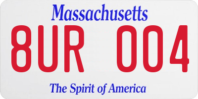 MA license plate 8UR004