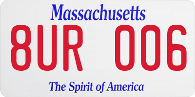 MA license plate 8UR006