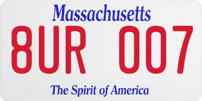 MA license plate 8UR007