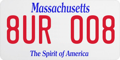 MA license plate 8UR008