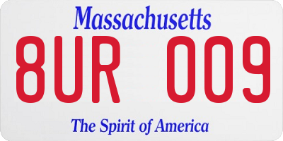 MA license plate 8UR009