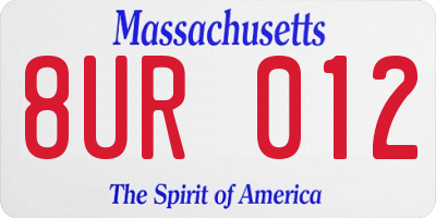 MA license plate 8UR012