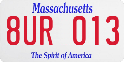MA license plate 8UR013