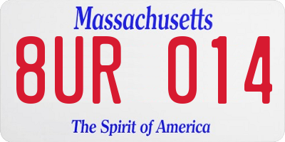 MA license plate 8UR014