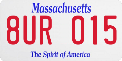 MA license plate 8UR015